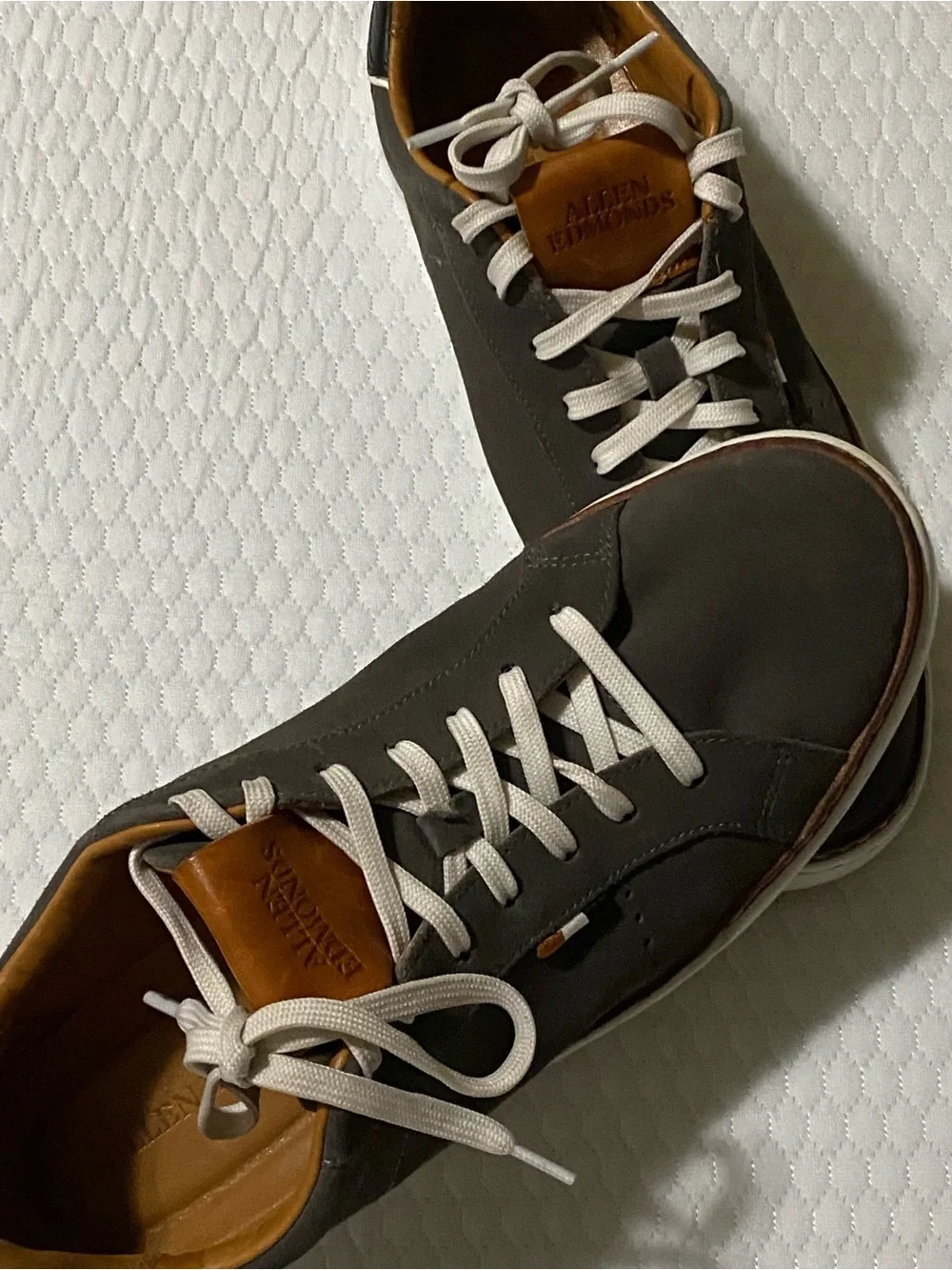 Allen Edmonds Gray Leather Sneakers with Tan Accents